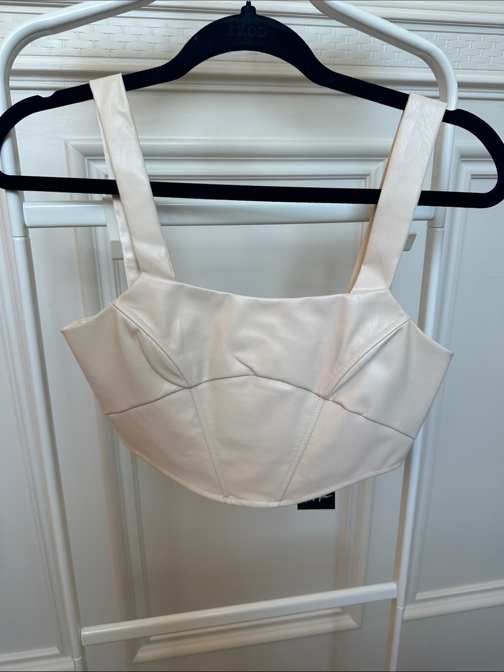 Nasty Gal Cream Faux Leather Bandeau Corset Top NWT